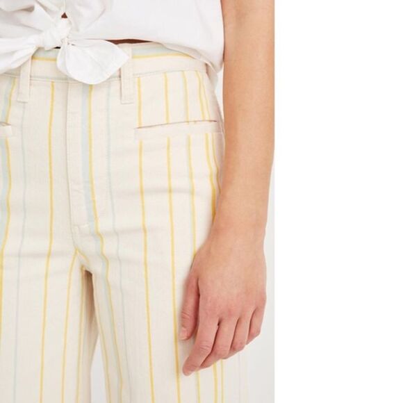 Madewell Pant Emmett Tall Wide Leg Crop Stripe NWT - Picture 3 of 10